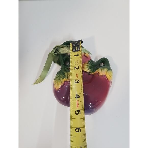 Vintage 3 Hand Painted Ceramic Onion Strawberries Egg Plant Wall Art - Picture 10 of 11